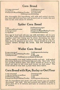 an old recipe book with instructions on how to make biscuits and other baking items in it