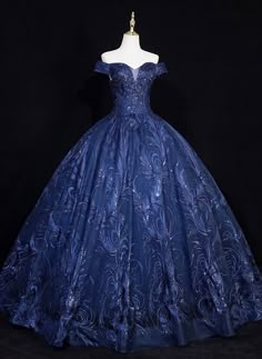 Navy Blue Ball Gown Long Formal Dress, Off Shoulder Navy Blue Party Dress Navy Blue Winter Dress, Dark Blue Quinceanera Dresses Navy, Debut Gowns Filipino, Debut Dresses Filipino, Navy Blue Quince, Dark Blue Quinceanera Dresses, Sweet 16 Dresses Blue, Navy Blue Quinceanera Dresses, Jessie Anderson