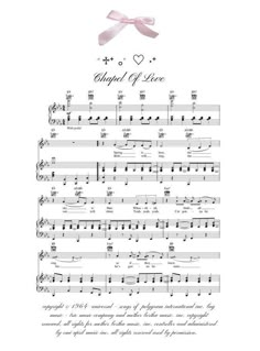 sheet music with pink ribbon and words that say,'chapel of love'on it