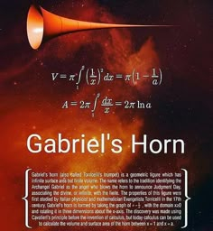 an advertisement for gabril's horn in front of a red and black background