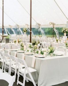 tables set up for an outdoor wedding reception