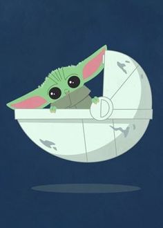 a baby yoda is sitting on top of the moon with its eyes wide open