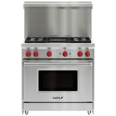 a stainless steel stove with two burners and one oven door open on the side