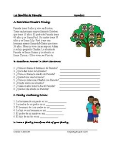 a worksheet with an image of children's tree and the words in it