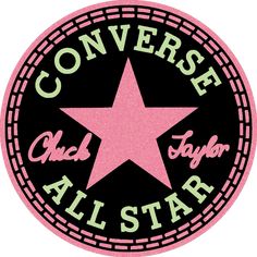 the converse all star logo is shown in pink and black, with stars on it