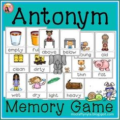 an antony memory game with pictures and words