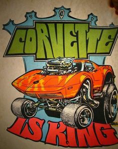 a t - shirt with an orange car on it and the words drivety's is king