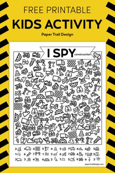 a yellow and black book cover with the words, free printable kids activity paper trail design