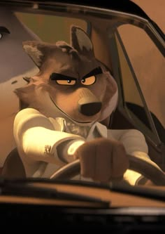 the fox and the hound are driving in their car