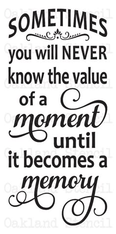 a quote that says sometimes you will never know the value of a moment until it becomes a memory