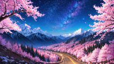 Fantasy Landscape Wallpaper Desktop, Fantasy Landscape Wallpaper, Landscape Wallpaper Desktop, Wallpaper Desktop 4k, Cherry Blossom Forest, Anime Cherry Blossom, Cherry Blossom Drawing, Nature 4k, Pc Desktop Wallpaper