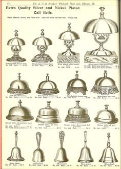 an old book with different types of bells