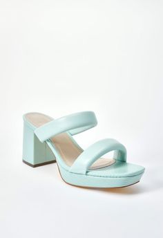 Indya Block Heeled Sandal in Subtle Green - Get great deals at JustFab