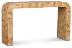 a wooden table that is made out of wood and has a curved design on the top