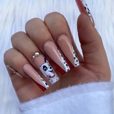 Rounded Acrylic Nails, Mickey Nails, Disney Nail, 101 Dalmations