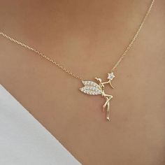 Fairy Necklace Gold • Angel Necklace Silver • Gold Fairy Necklace - Trending Silver Gifts Ethereal Jewelry, Shine Like A Star, Fairy Pendant, Magical Fairy, Gold Angel, Angel Necklace, Fairy Necklace, Luck Charm