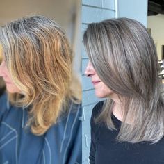 Transitioning to Gray with Balayage Gray Hairstyles For Women, Gray Blending, Gray Balayage