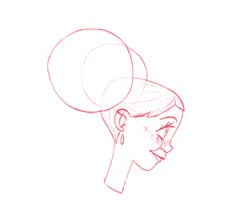 a drawing of a woman's head with a hat on top of her head