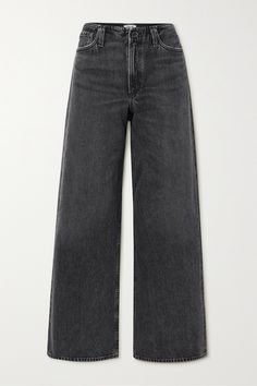 If you fancy investing in this season's low-slung jeans, AGOLDE's 'Lex' jeans should go straight on your wish list. They're cut from certified organic denim in a slightly faded wash and have slouchy wide legs. Keep the styling understated with sneakers or ballet flats.<br><br>This product was created using Considered Materials. Find out more about NET SUSTAIN <a href="https://www.net-a-porter.com/en-gb/campaigns/net-sustain">here.</a> Wide Leg Black Jeans, Jean Large, Cute Pants, Cute Jeans, Wide Legs, Wish List, Washed Jeans, Dream Clothes, Cute Black