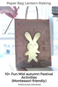 a paper bag with the words fun mid - autumn festival activities montessori - friendly