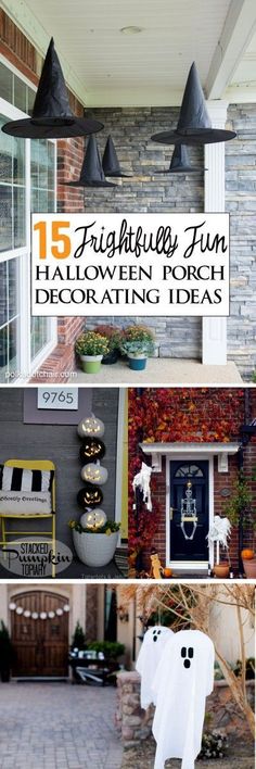 halloween porch decorating ideas with black and white decorations