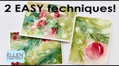 two easy techniques to make christmas cards with watercolors and acrylic paint