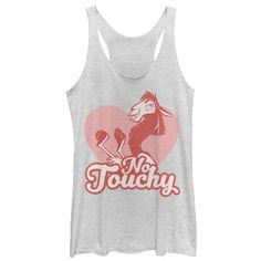 Kuzco is not a fan of Valentine's Day because everyone is always trying to hug him! Thankfully he has the Disney The Emperor's New Groove Valentine Kuzco No Touchy Women's Racerback Tank Top on his side. Llama Kuzco is portrayed in distressed print alongside "No Touchy" on this funny Kuzco tee. Llama Kuzco, No Touchy, Emperor's New Groove, The Emperor's New Groove, Emperors New Groove, White Heather, New Groove, Women's Tie, Tank Girl