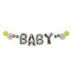 A cute BABY silver balloon garland kit for a big celebration featuring super shiny balloons and lots of decorative honeycomb pennants. Silver Balloon Garland, Baby Shower Decorations Neutral, Unicorn Balloon, Balloon Kits, Baby Balloon, Silver Balloon, Balloon Kit, Gender Reveal Decorations, Birthday Party Balloon