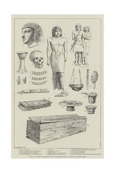 an old book with various items from ancient egypt