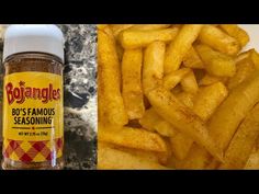 french fries and seasoning next to an image of the same product on a counter top