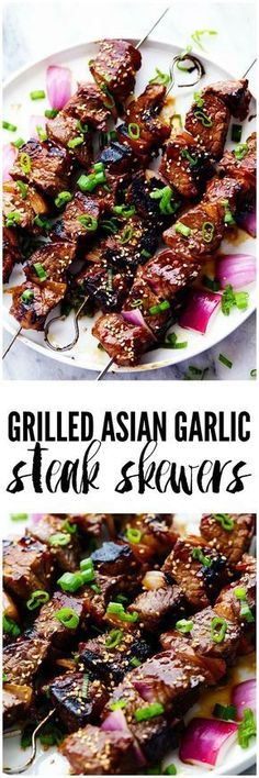 Steak Skewers, Garlic Steak, Recipe Critic, Sesame Sauce, Idee Pasto Sano, Asian Cooking, Beef Dishes