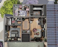 an overhead view of a two story house