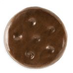 a chocolate button on a white background