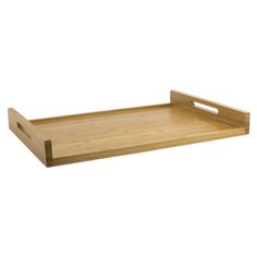 a wooden tray with handles on it