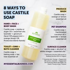 Castile Soap Uses, Liquid Castile Soap, Coconut Oil For Face, Cleaner Recipes, Pet Shampoo, Homemade Cleaning Products, Castile Soap, Oil Shop