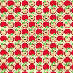 an apple pattern is shown in red and green