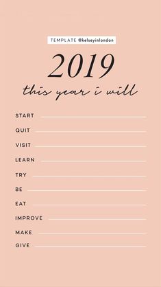 New Years Resolution List, Resolution List, Vision Board Template, Motivation Poster, New Year Goals, New Year New Me, Year Resolutions, Story Templates, Instagram Story Template