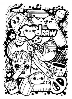 black and white drawing of children's toys