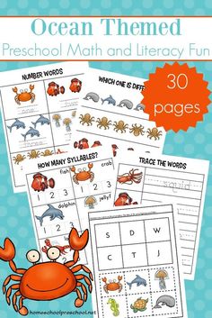 ocean themed preschool math and literacy fun pack