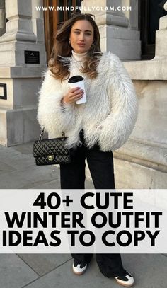 cute winter outfits Cute Winter Outfits For Women, Cute Winter Outfit, Grey Knit Dress, Winter Outfits Warm, Outfits To Copy, Fluffy Jacket