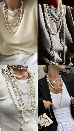 Pearl Necklace Street Style, Big Pearl Necklace Outfit, Pearl Necklace Aesthetic Outfit, Trending Jewelry 2024, Outfits With Pearl Necklace Casual, Pearls Necklace Outfit Casual, How To Style Pearl Necklace, Long Necklace Outfit, Statement Necklace Outfit