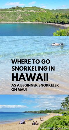 there are two pictures with the words where to go snorking on mau as a beginner snorker