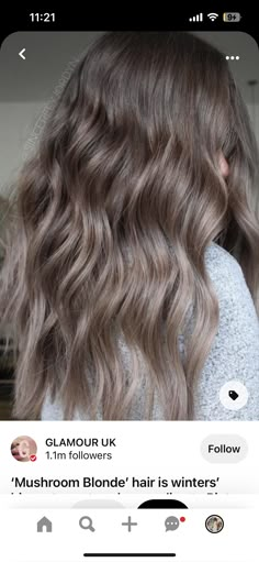 Smokey Light Brown Hair, Medium Length Ashy Brown Hair, Mushroom Brown Lowlights, Ashy Dimensional Brunette, Ash Brown Lob, Sandy Brown Balayage, Mushroom Bronde, Taupe Hair, Mushroom Blonde Hair