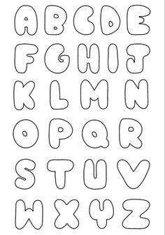 the alphabet is outlined in black and white