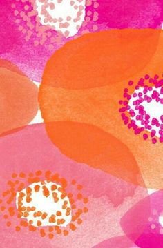 an orange and pink painting with circles on it