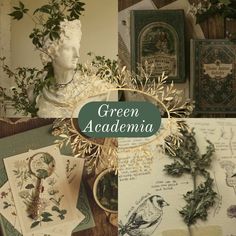 an assortment of green and white greeting cards with the words green acadenia on them