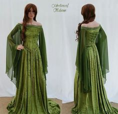 Celtic Elven Clothes, Elf Dress, Fest Outfits, Larp Costume, Fantasy Dresses, Period Outfit, Fantasy Gowns