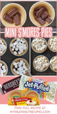 mini s'mores pies with marshmallows in the middle and on top