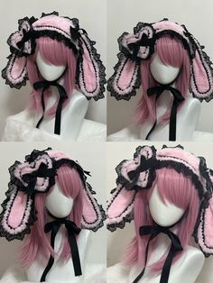 This product consists of a hairband, detachable bunny ears, and heart-shaped accessories. Hand Accessories Kawaii, Heart Accessories Aesthetic, Yume Kawaii Hair Accessories, Dolly Hair Accessories, Wigs With Ears, Cosplay Bunny Ears, Alternative Hair Accessories, Cute Head Accessories, Ghost Accessories