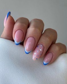 Blue Gel Nails, Simple Gel Nails, Summery Nails, Casual Nails, Makijaż Smokey Eye, Nails Wedding, Blue Nail